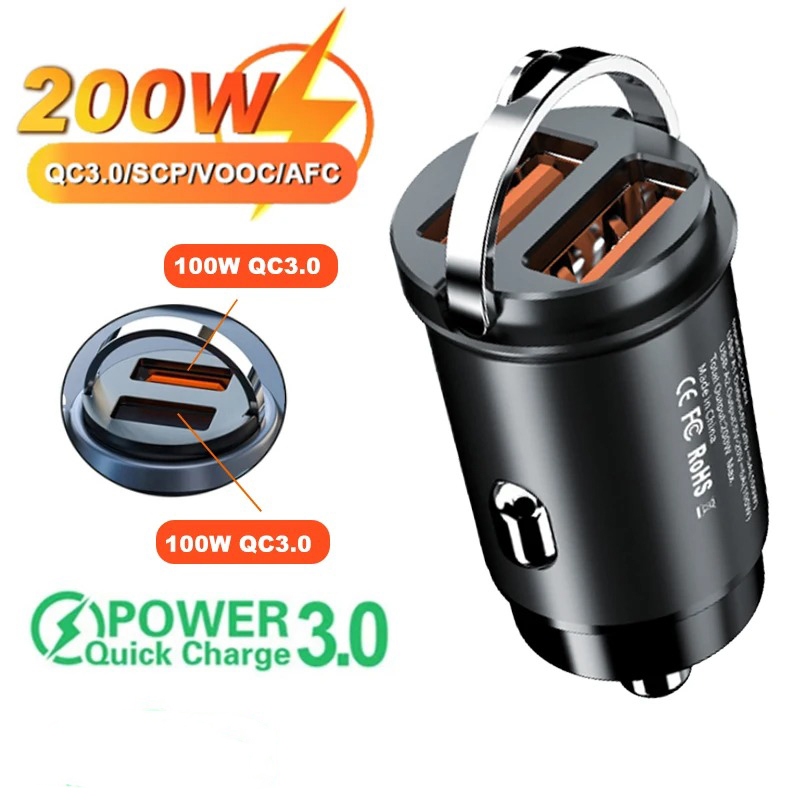 200W Type QC 3.0 Fast Charging Socket Adapter for PD 3.0 Mini USB