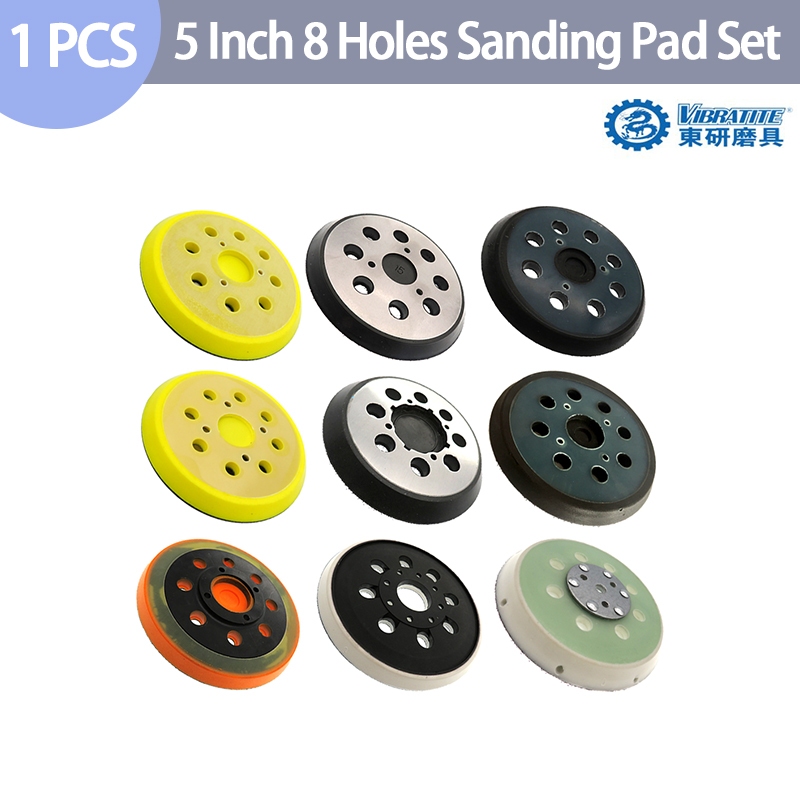 5 Inch125mm 8 Hole Hook Loop Sanding Pad และขัดแผ่นหลังเครื่องมือไฟฟ้าสําหรับขัด