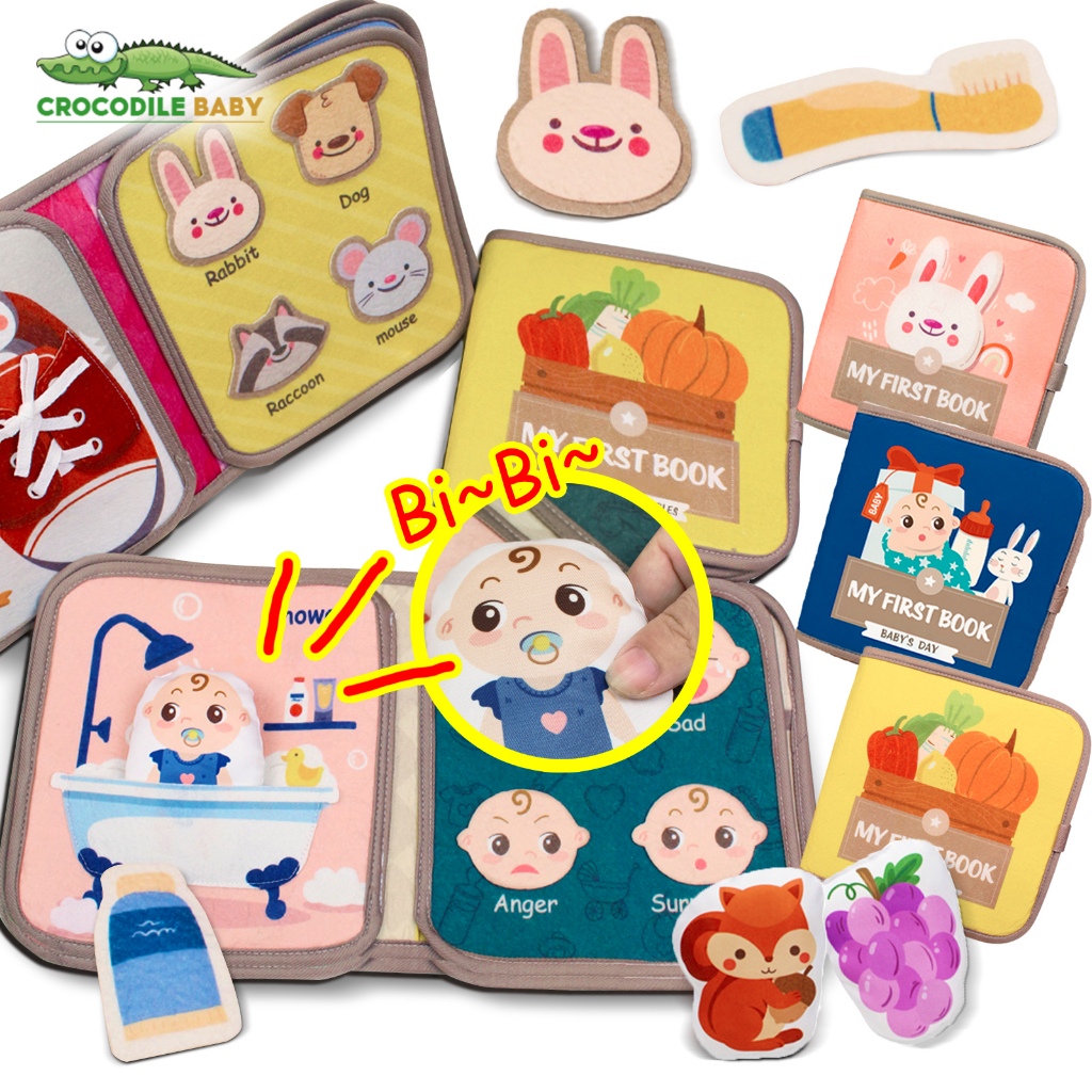 หนังสือผ้าเด็ก หนังสือสติกเกอร์ Quiet book Montessori บอร์ดของเล่น หนังสือผ้า ตรัสรู้ทางปัญญาของทารก Busy Book ของเล่นเสริมการศึกษา สําหรับเด็ก 1-6 ปี