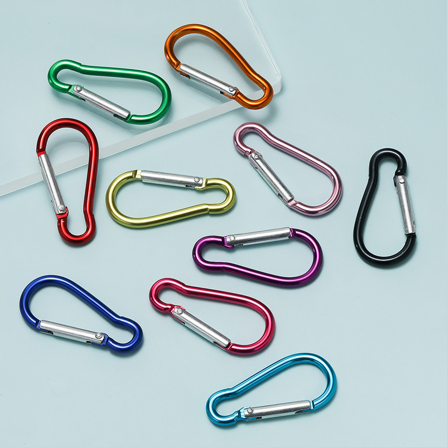 4 ชิ้นหัวเข็มขัดฤดูใบไม้ผลิ AB สองสีสันไฟฟ้าว่ายน้ํา Carabiner พวงกุญแจสําหรับ DIY อุปกรณ์ปีนเขาพวงกุญแจการผลิต