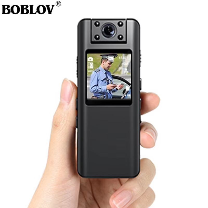 BOBLOV A22 Mini Body Camera 1080P HD 180° หน้าจอ OLED เลนส์หมุนได้ บันทึก 4H สําหรับการประชุมทางกฎหม