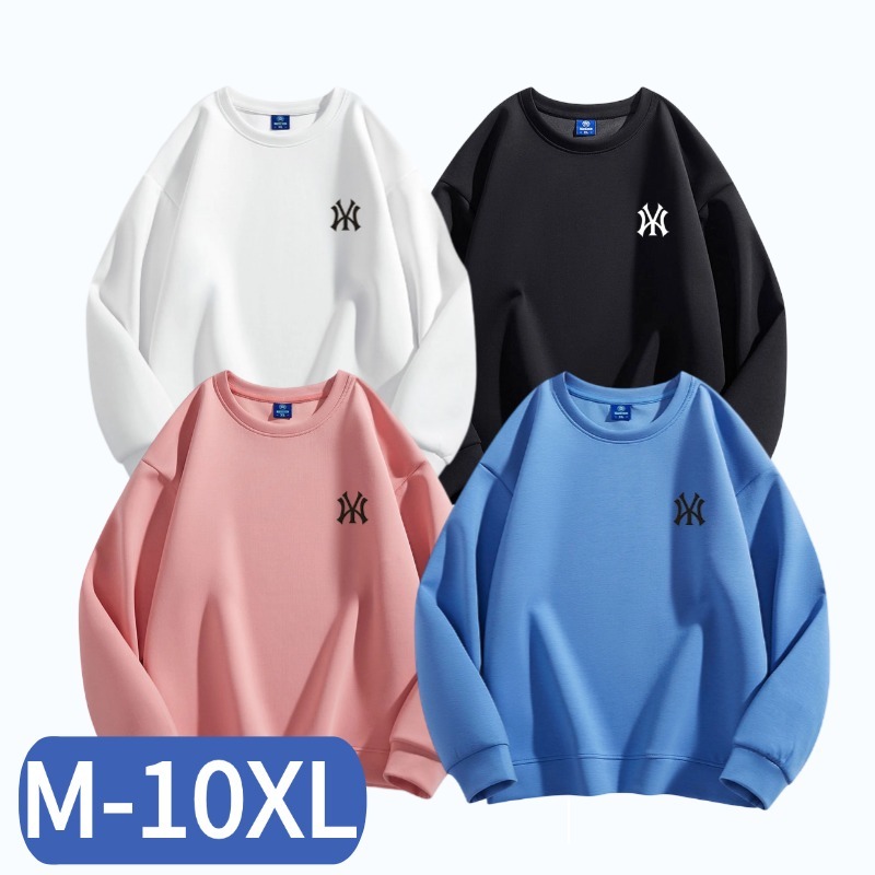 [ขนาดใหญ่ ม-10เอ็กแอล] ผ้าฝ้ายหนัก 350ก ผ้าฝ้ายแอมโมเนียเหลวขนาดใหญ่พิเศษบวกไขมันคอกลมเสื้อสวมหัวด้านบนถนนสวมไขมันเสื้อแขนยาวเสื้อผ้าผู