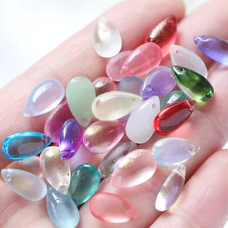 St.kunkka 5pcs 14X8MM จี้แก้วใส รูปหยดน้ํา ไล่โทนสี สําหรับทําสร้อยคอ ต่างหู diy