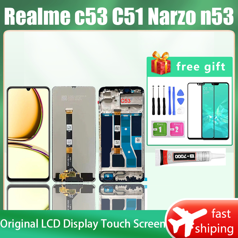 ของแท้ หน้าจอสัมผัส LCD สําหรับ REALME C53 C51 Narzo n53 C53 C51 Narzo n53