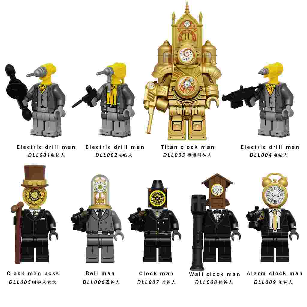 Skibidi Titan Clock Man Building สว่านไฟฟ้า Man Blocks ตัวเลขของเล่น Minifigures