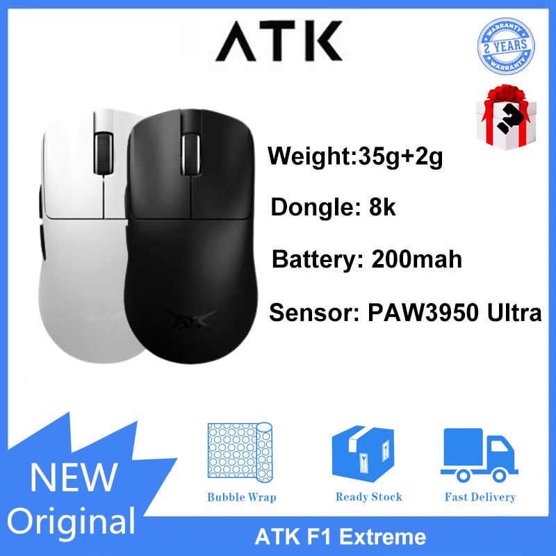 Atk F1 Extreme เมาส์สองโหมด PAW3950Ultra เมาส์เล่นเกมน้ําหนักเบาไม่มีรู