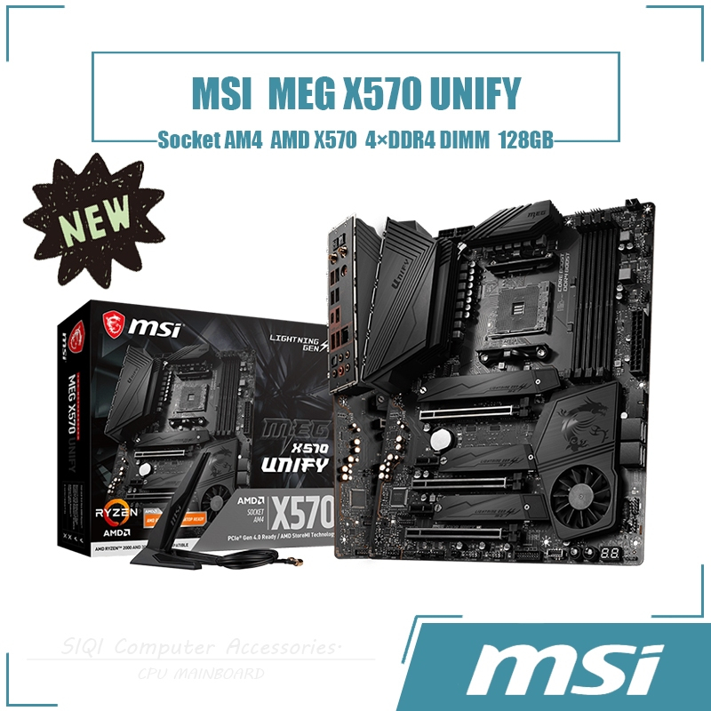 [ใหม่] Msi MEG X570 UNIFY ซ็อกเก็ตเมนบอร์ด AM4 4DDR4 DIMM 	ชิปเซ็ต AMD X570 Standard ATX 128GB