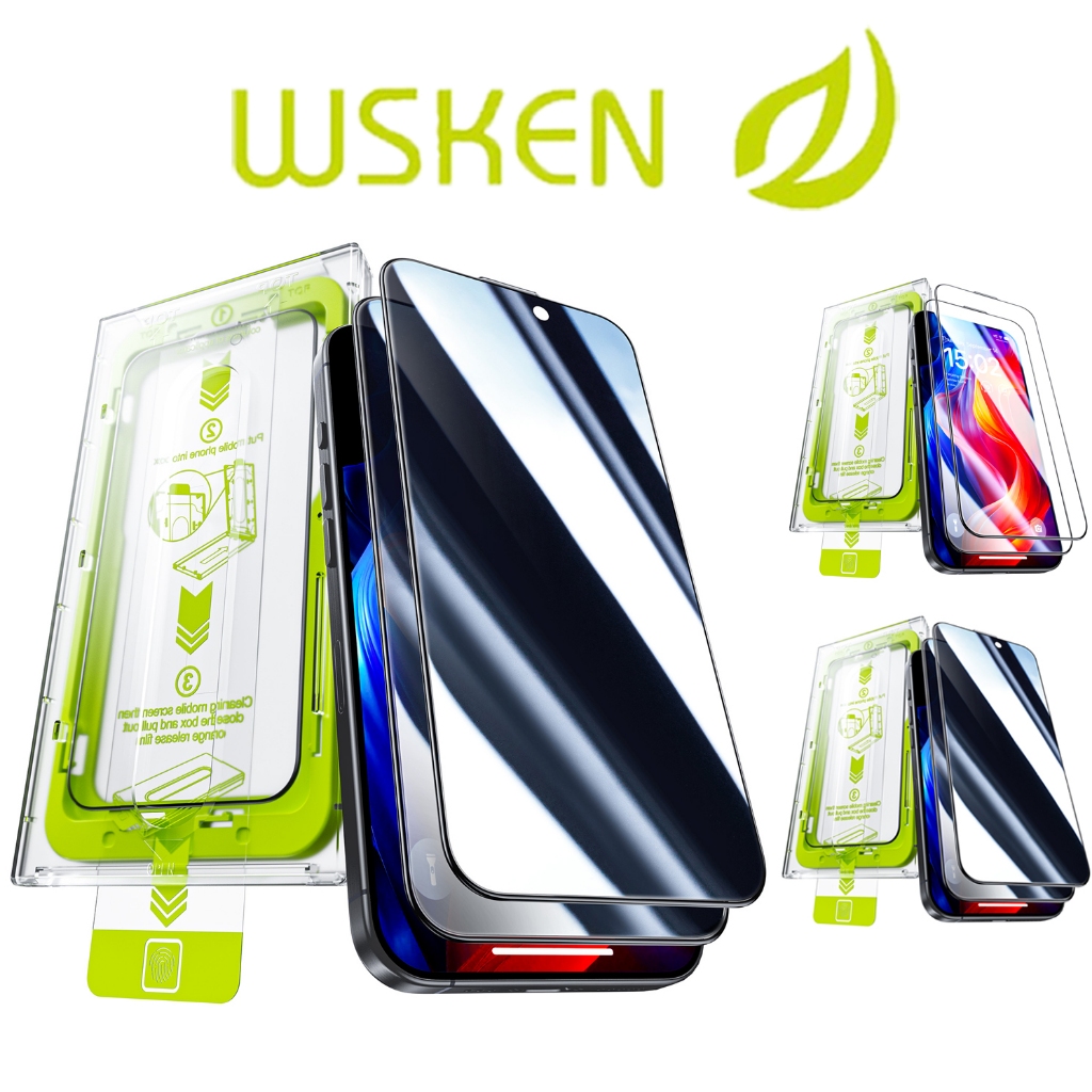 WSKEN for iPhone 17Pro ฟิล์ม 2.5D Full Screen ฟิล์มกระจก เต็มจอมอง iphone 17 16 15 14 13 12 11 Pro Max / Pro / Plus HD + Privacy Screen Protector Matte ฟิล์ม iPhone 16 Promax /16 Pro /16 Plus/16E