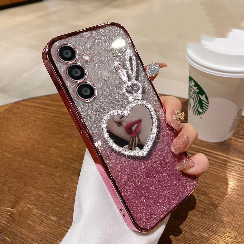 เคส Samsung A57 5G A37 A17 A07 A56 A26 A36 A16 A06 A55 A35 A25 A15 A05S A24 A14 A54 A34 A13 A04S A23 A53 5g A52S เคสโทรศัพท์มือถือ พร้อมกระจก และสายคล้อง สําหรับ