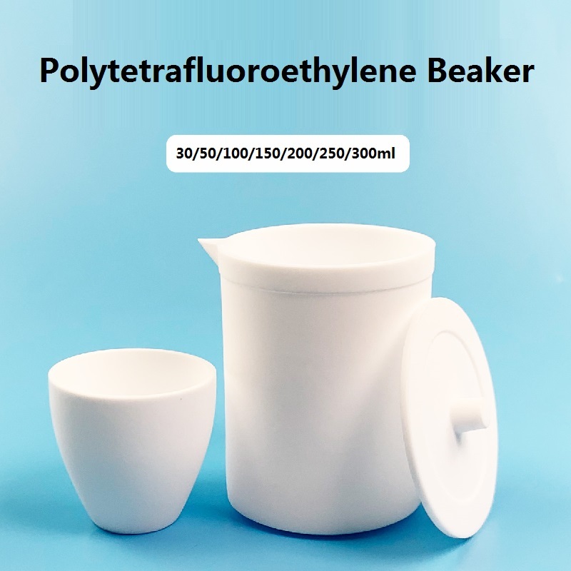 ห้องปฏิบัติการ PTFE Beaker 30/50/100/150/200/250/300ml ทนความร้อนและทนอุณหภูมิสูง Teflon Beaker กรดด่างทนต่อการกัดกร่อน Polytetrafluoroethylene Beaker