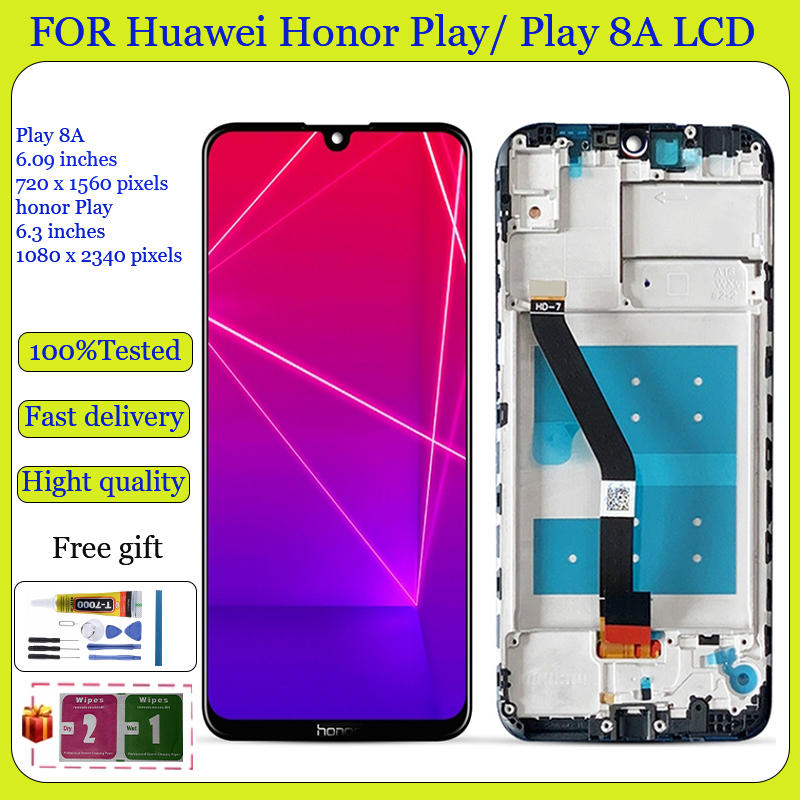 ต้นฉบับสําหรับ Huawei Honor Play 8A JAT-L09 JAT-L29 / Honor Play COR-L29 ชุดหน้าจอสัมผัส LCD