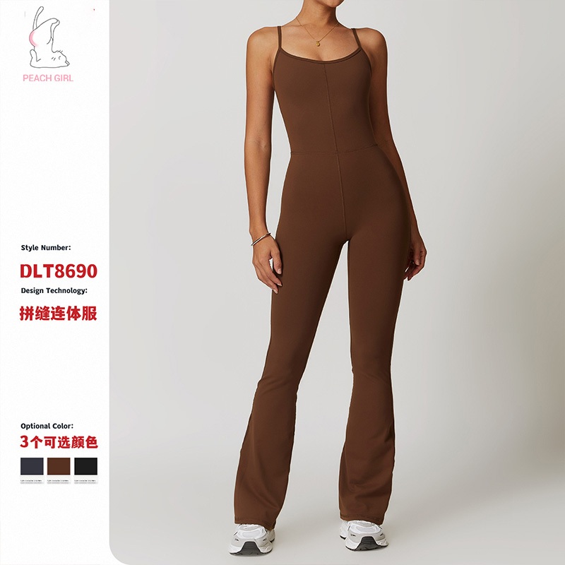 กีฬากลางแจ้งโยคะ Jumpsuit Micro-ความยาวกางเกง Suspenders ชิ้นเดียวยุโรปอเมริกันกลับ Hollow Jumpsuit ผู้หญิง 8690