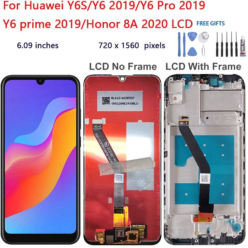 คุณภาพสูง LCD สําหรับ Huawei Y6S/Y6 2019/Y6 Pro 2019 Y6 prime 2019/Honor 8A 2020 จอแสดงผล LCD Touch 