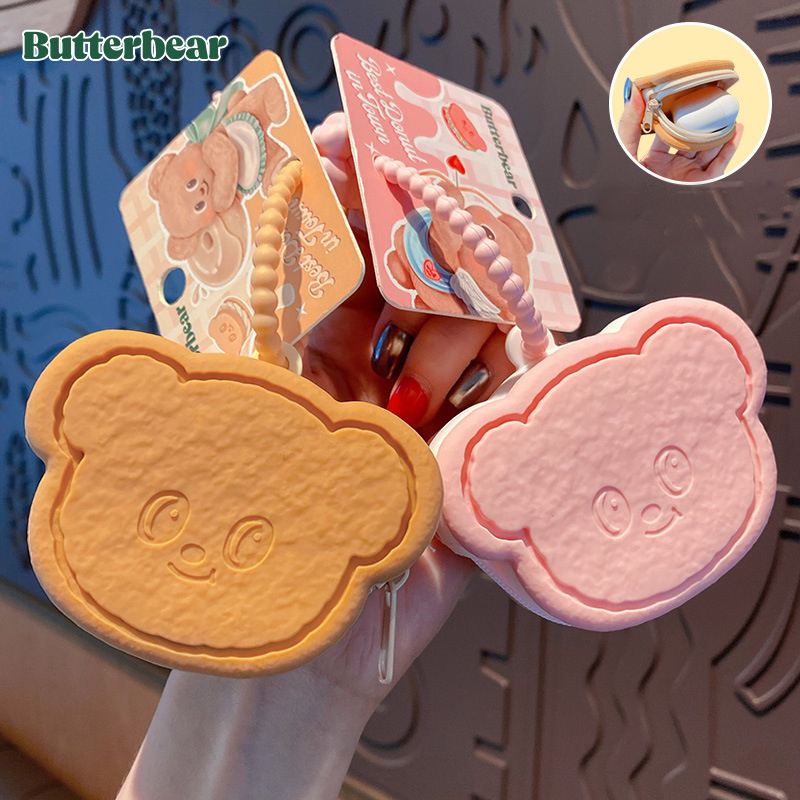 Authentic Butter Bear Zero Wallet Keychain การ์ตูนน่ารักกระเป๋าเก็บของพวงกุญแจจี้ของขวัญ Key ring พร้อมสต็อก