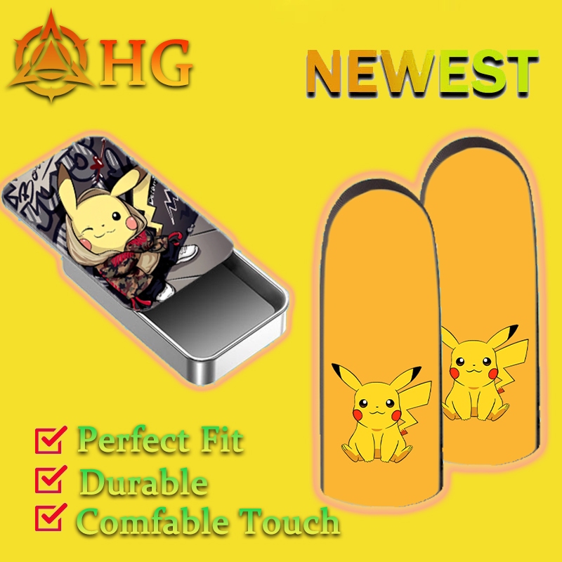 อัพเกรดใหม่HG Pikachu Finger sleeve Gaming New Silver Cloth Double Hand Fingertips Anti Slip Magic Tool Ultra-thin Finger sleeve Anti-Sweat PUBG COD