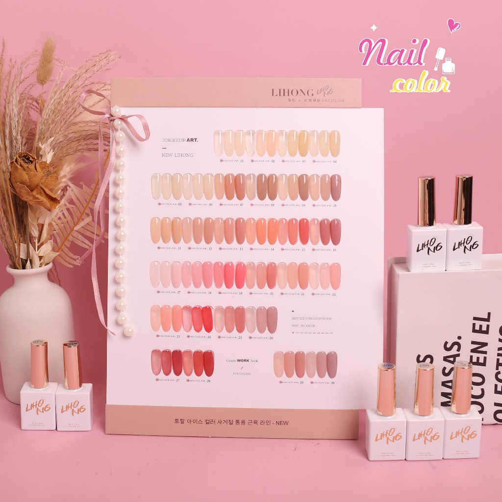 [มีสินค้า]LIHONG 30 สี (15มล) + เซ็ตทําเล็บสีชมพูหวานสุขภาพดี + ฟรีการ์ดสี