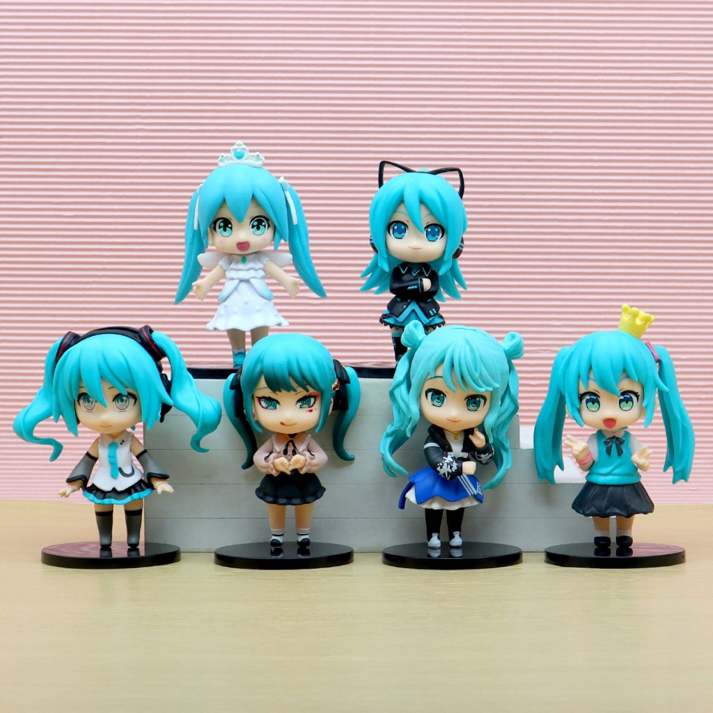 6 ชิ้น/เซ็ต 10 ซม.อะนิเมะ Virtual Idol นักร้อง Hatsune Miku รุ่น Q เค้กตกแต่ง Miku PVC Action Figures ตุ๊กตาของเล่น