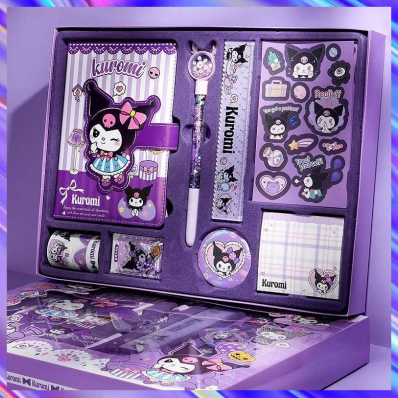 SANRIO กล่องของขวัญซานริโอ ผลิตจากหนังสือเครื่องเขียนมิโครและเมโลดี้กล่องของขวัญซานริโอชุดเครื่องเขียนเมโลดี้กล่องของขวัญผลิตจากเกรดของเล่นเด็กโรงเรียนคุโร