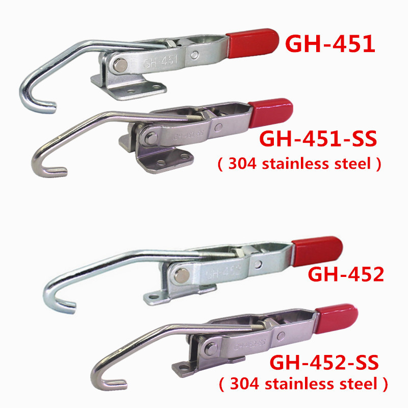 Gh-451 GH-452 Toggle Latch Clamp Clamp Hasp ล็อคประเภท HS CH GH451 Hook ประเภท J Hook Toggle Clamp 451 GH452 4551-SS 452SS 4551SS 452SS