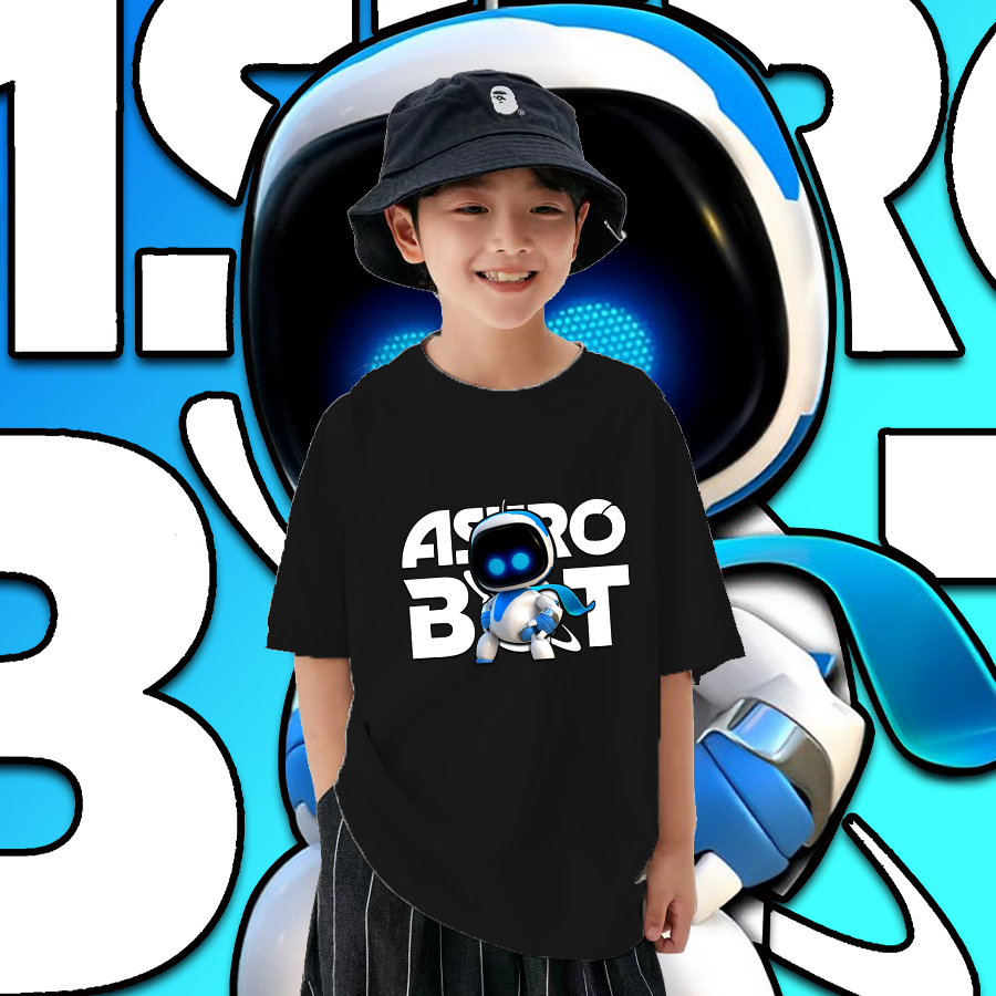 ใหม่ เสื้อ PS5《Astro Bot》Children's T-shirts ไม่จำกัดเพศ ราคาถูก ฝ้าย 100% สําหรับผู ้PS-08
