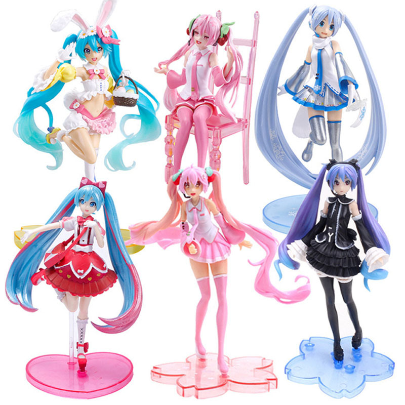 32 รูปแบบ Hatsune Miku อะนิเมะรูป Kagamine Len ชุดท่านั่ง Pvc รุ่น Smith Hioka Action ของเล่นเชอร์รี่สีชมพู Cherry Blossom ตกแต่งรวบรวมของขวัญ