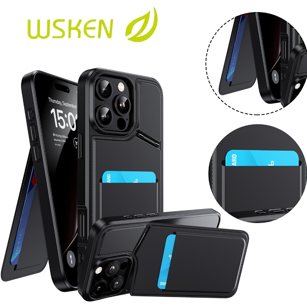 Wsken เคส for iPhone 16 Pro Max เคสกันกระแทก ขาตั้งมือถือ แม่เหล็ก MagCase PU Wallet Stand iPhone 16 / 16 Plus / 16 Pro / 16 Pro Max เคสโทรศัพท์ Phone Stand กระเป๋าสตางค์