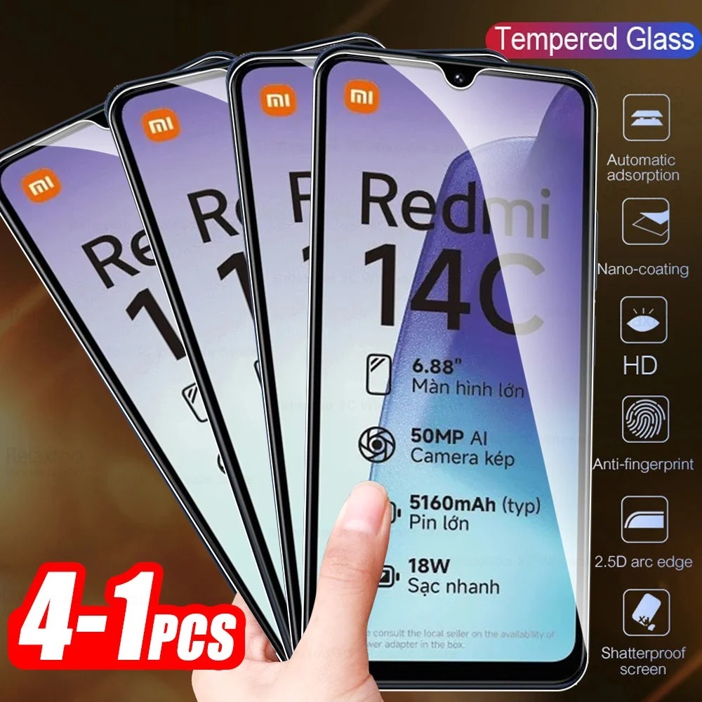 1-4pcs Glass Screen Protector สําหรับ Xiaomi Redmi 14C 4G 6.88 นิ้ว 2024 ป้องกันกระจกนิรภัย Poco C75 Redmi14C Redmy 14 C C14 4G Global