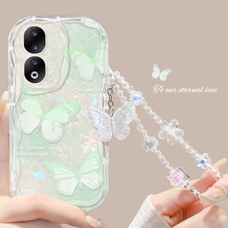 เคสโทรศัพท์ VIVO V40 V30 5G V29 S1 V27 5G V27 V40 Pro V27E V25 V25E V23 V23E V15 V20 Pro สีเขียวสดผีเสื้อกันกระแทกเคสโทรศัพท์TPU