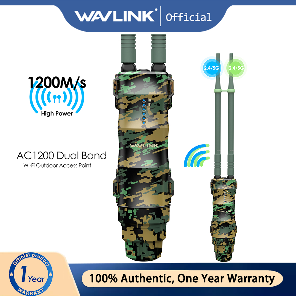 Wavlink AC1200 Dual Band Outdoor Access Point, Outdoor Long Range Wi-Fi Extender พร้อม Active/ Passi