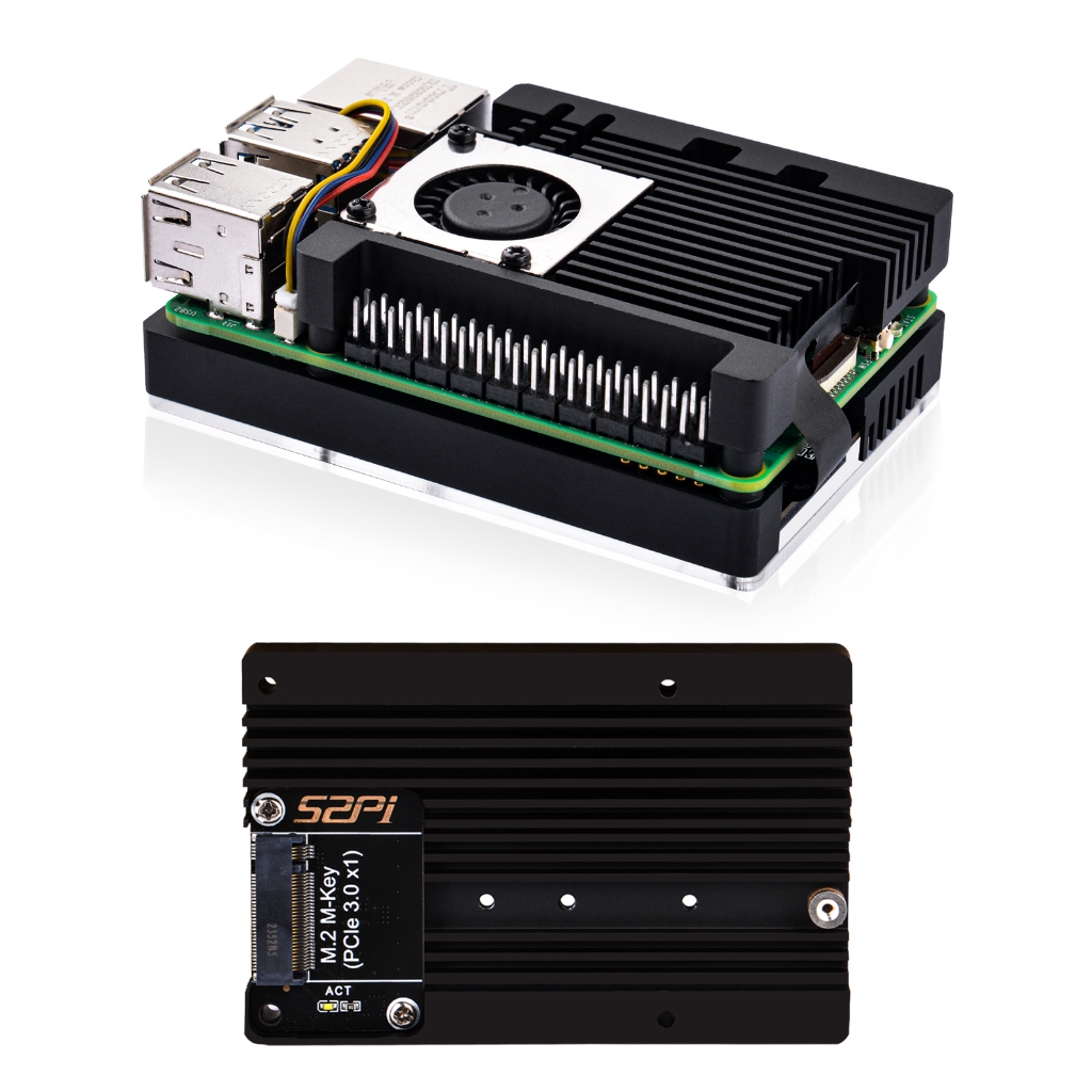 52pi Armor Case M.2 M-key PCIe3.0 x1 อะแดปเตอร์สําหรับ Raspberry Pi 5 รองรับ M.2 NVMe SSDs ใน 2230, 2242, 2260, 2280