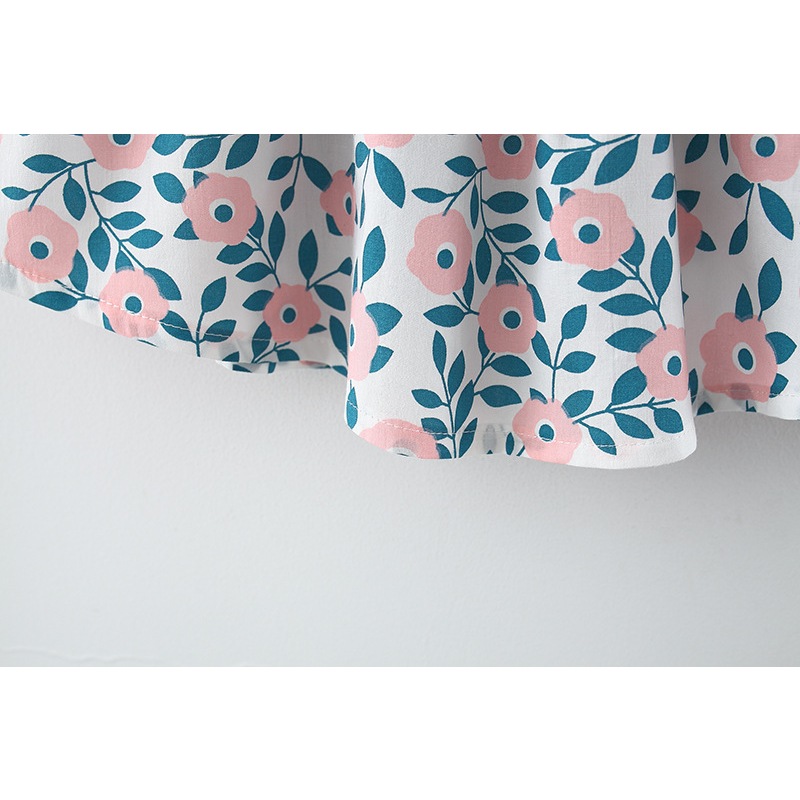 ชุดฤดูร้อนใหม่สําหรับทารกแรกเกิดผ้าฝ้ายกระโปรงยกทรงแขนกุดลายดอกไม้ขนาดเล็ก 0-3 ปีโบว์ใหญ่พร้อมหมวกกันแดดแบบเดียวกัน - รูปที่ 7