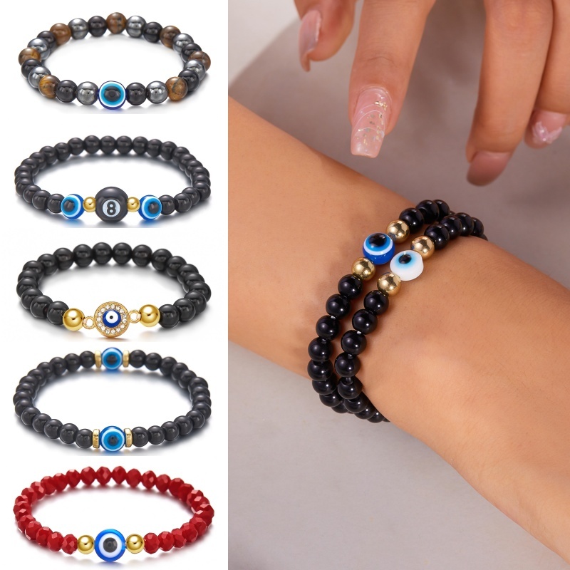 แฟชั่น Retro Blue Evil Eye Protection Blessed สร้อยข้อมือ Lucky สร้อยข้อมือลูกปัดผู้หญิงเครื่องประดับวินเทจของขวัญปกป้อง Aura ของคุณจาก Nnegative Energy