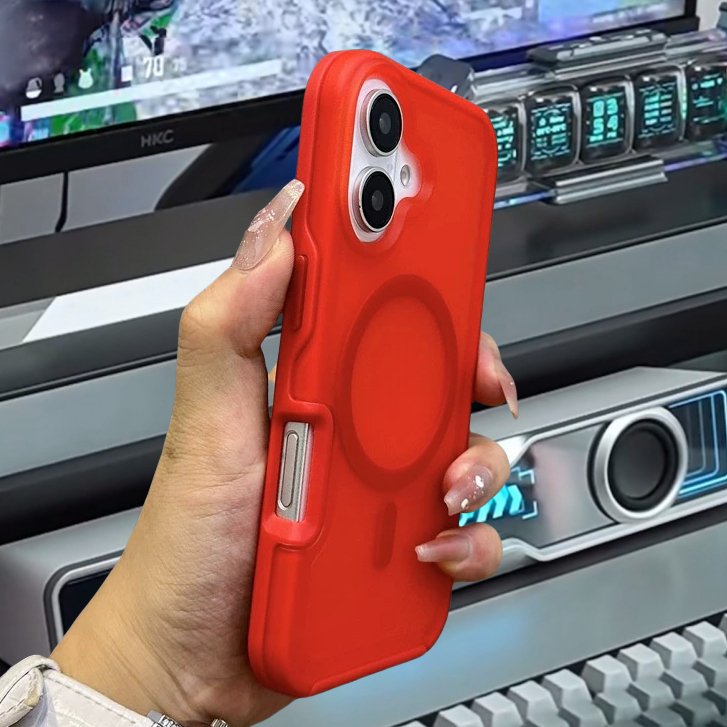 【Contrast color/Matte Acrylic hard case/Red】เคส compatible for iPhone 14 15 16 pro max case