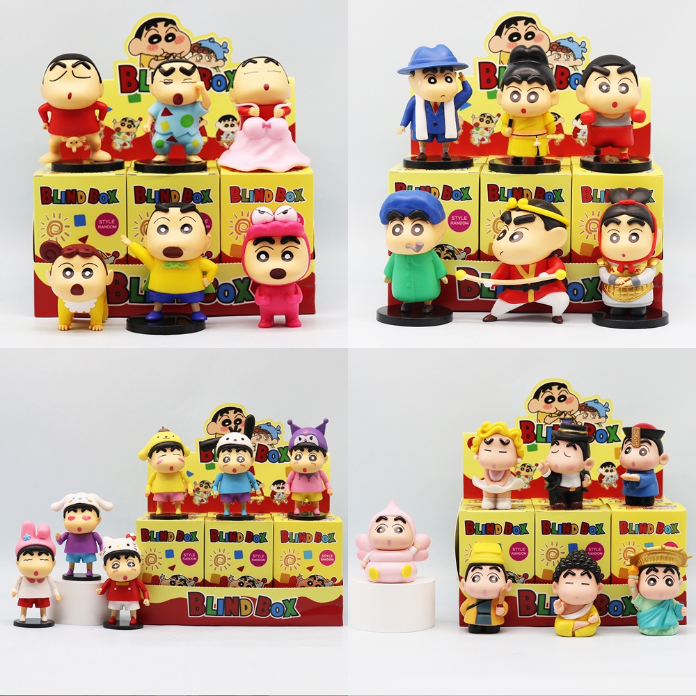 6 ชิ้น/เซ็ตอะนิเมะ Crayon Shin-chan Nohara Shinnosuke คอสเพลย์ Wu Kong My Melody Kuromi รุ่น Q PVC ตัวเลขการกระทําตุ๊กตาของเล่น