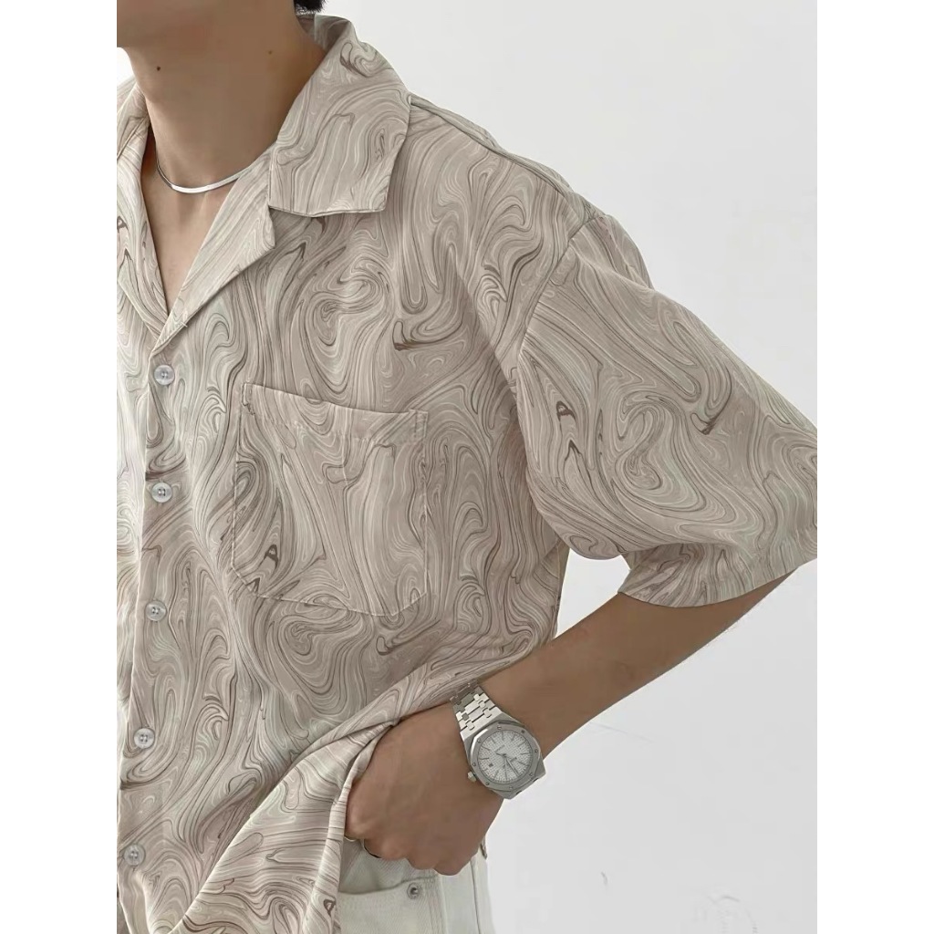 MeTozone เสื้อเชิ้ตแขนสั้น ทรงหลวม ลายดอกไม้ สไตล์ฮ่องกง สําหรับผู้ชาย ราคา ถูกที่สุด ดีลบีเคเค แกลเลอรีภาพที่ 7