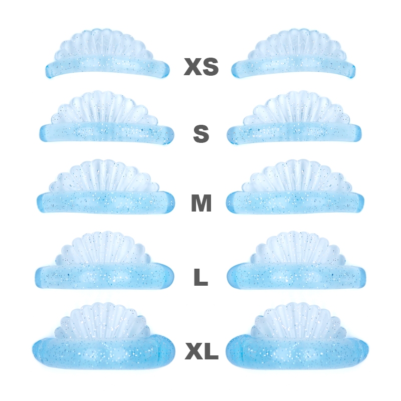 5 คู่ Glitter sky blue Shell Shape Eyelash Extension แผ่นซิลิโคน super soft Lash Lift Perm Pad Grafting Lashes เครื่องมือ
