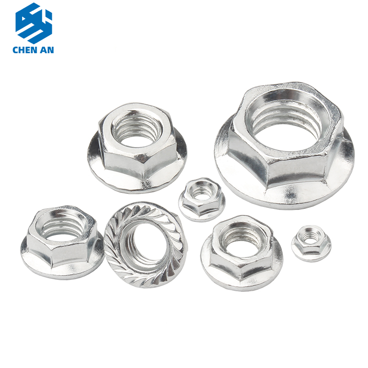 M3 M4 M5 M6 M8 M10 M12 M14 Flange Nut 304 สแตนเลส DIN6923 หกเหลี่ยม Hex Nut พร้อม Serverration DIN6923 Electronics ยานยนต์