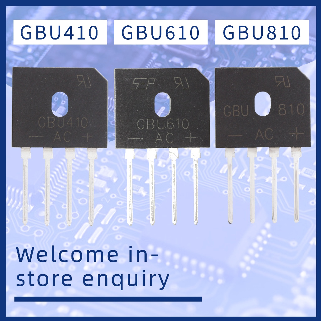 5 ชิ้น GBU410 GBU610 GBU810 4A 6A 8A 1000V สะพานวงจรเรียงกระแสไดโอดแก้ว Passivated เฟสเดียวไดโอด