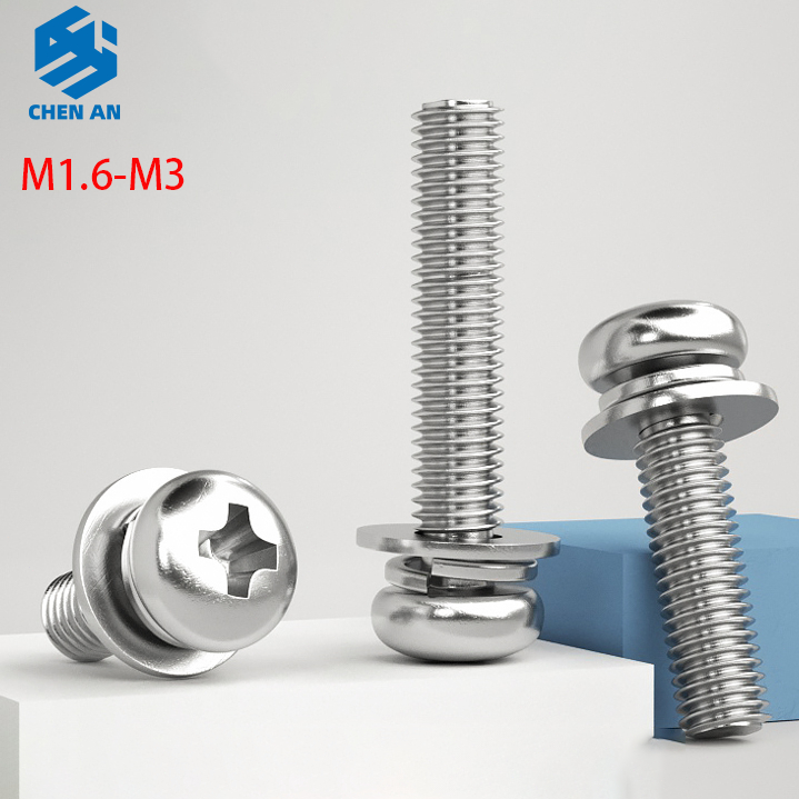 M1.6 M2.5 M2 M3 Cross ฝัง Phillips Hex หัว Sems สกรูสแตนเลส 304 ผสม Cross Bolt หกเหลี่ยม Hex ฤดูใบไม้ผลิธรรมดาเครื่องซักผ้าประกอบสกรู