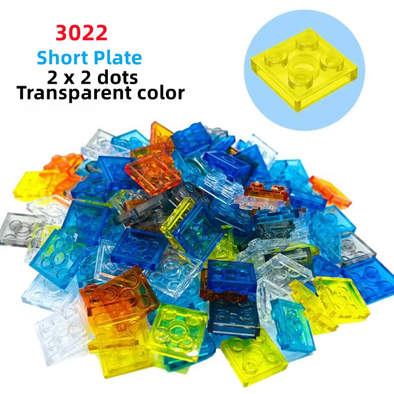 อิฐ 3022 2x2 จุดสั้น Baseplate 10 ชิ้นสีโปร่งใส DIY อิฐผนังก่อสร้าง MOC อะไหล่อาคารบล็อกอุปกรณ์เสริมเด็กประกอบของเล่น