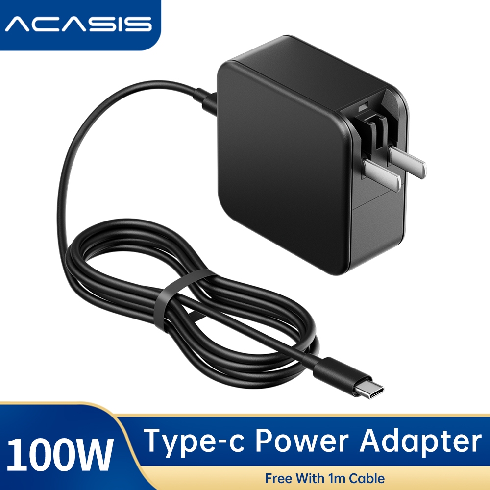 Acasis 100W GAN PD USB C อะแดปเตอร์แปลงไฟสําหรับแล็ปท็อปแท็บเล็ตโทรศัพท์สมาร์ทฟรี 1 เมตร USB-C สายไฟ