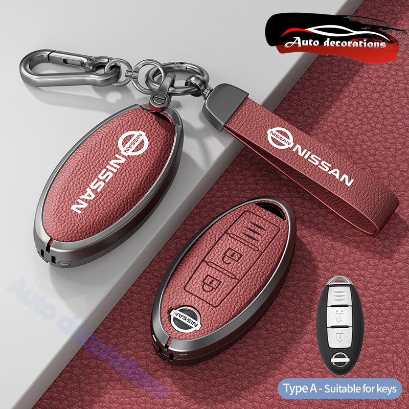 Nissan ฝาครอบกุญแจรถยนต์ รุ่น Livina/Sentra/March/Navara/Juke/Almera/Kicks/Teana พร้อมพวงกุญแจโลหะผสมสังกะสี