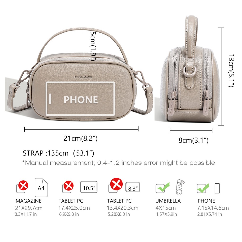 David Jones Paris 2025 Spring Summer New Collection Designer Women Crossbody Bags จับคู่สีอุปกรณ์เสริมโลหะหนัง pu หญิงนุ่มและกระเป๋า - รูปที่ 3