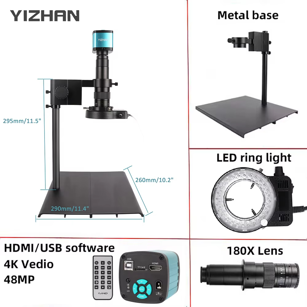 Yizhan 4K HDMI USB กล้องจุลทรรศน์ไฟฟ้าสําหรับบัดกรีกล้องจุลทรรศน์ชุดอุตสาหกรรมวิดีโอกล้องจุลทรรศน์ดิ