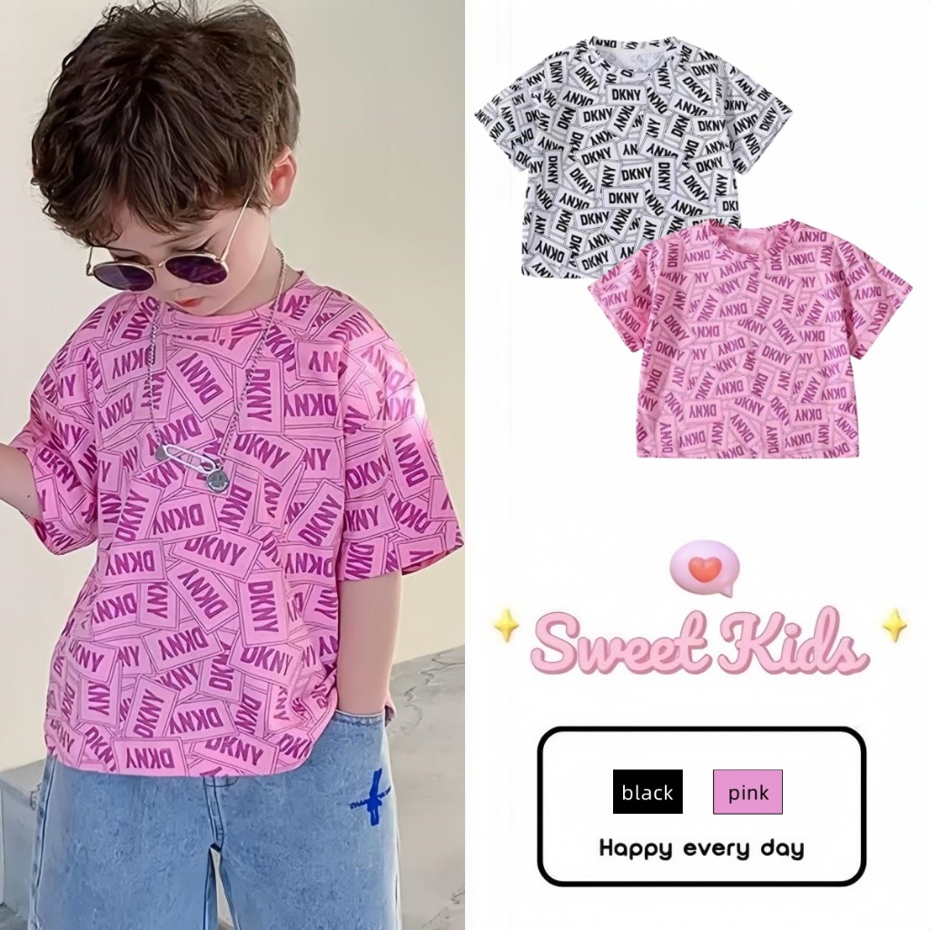SweetKids พร้อมส่งจากกทม เสื้อยืดแขนสั้นเด็กแฟชั่น เสื้อผ้าคอกลม น่ารัก ลำลอง สไตล์เกาหลี ฤดูร้อน ใส่สบาย สําหรับเด็กชาย
