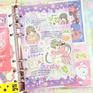 สติ๊กเกอร์สาวการ์ตูนน่ารัก สติ๊กเกอร์ตัวละครอนิเมะเกาหลี บัญชีมือเคสโทรศัพท์วางแผนสมุดภาพ ทําเอง สติ๊กเกอร์ตกแต่ง