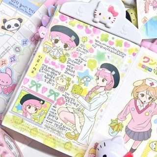 สติ๊กเกอร์สาวการ์ตูนน่ารัก สติ๊กเกอร์ตัวละครอนิเมะเกาหลี บัญชีมือเคสโทรศัพท์วางแผนสมุดภาพ ทําเอง สติ๊กเกอร์ตกแต่ง