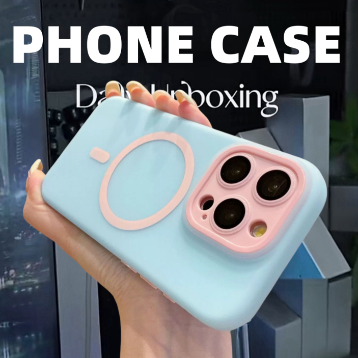 【With Lens Film/Silicone soft case/Blue】เคส compatible for iphone 12 13 14 15 16 pro max case