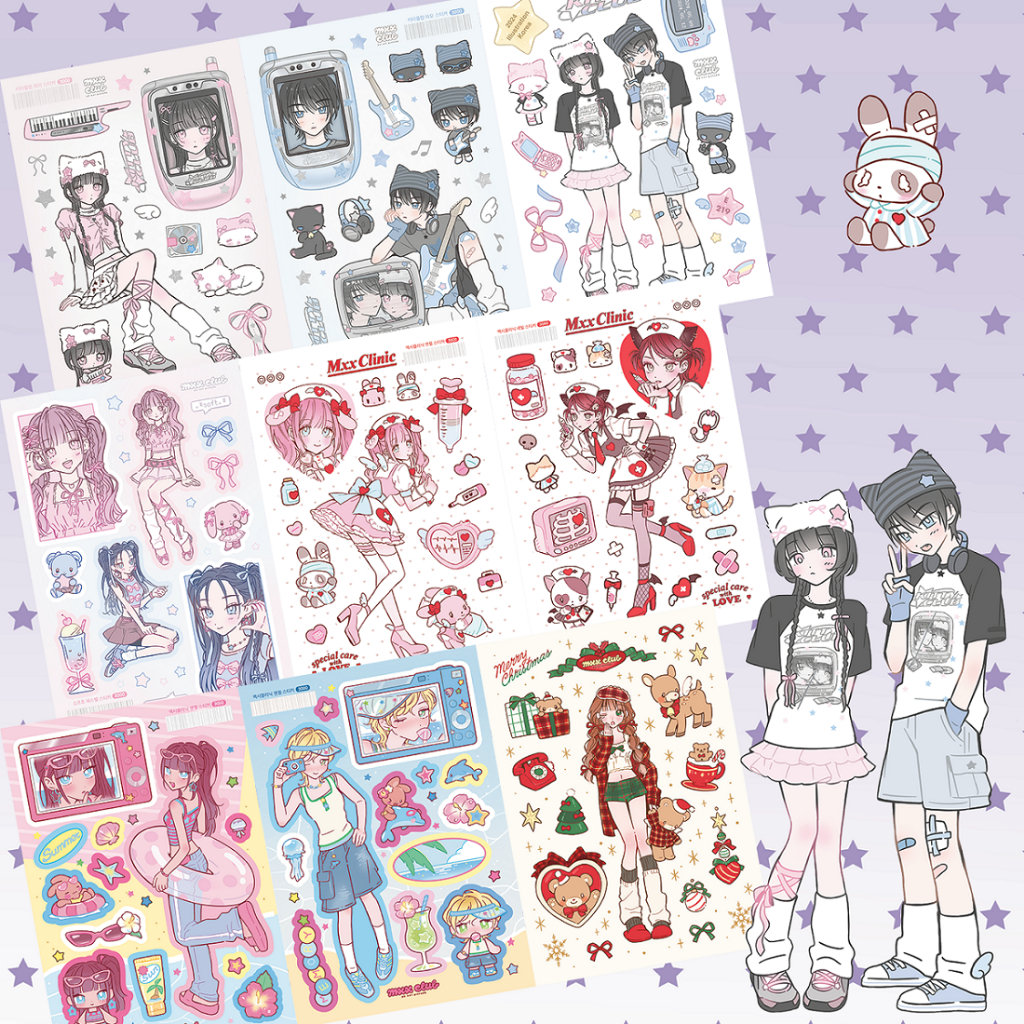 เกาหลี MXX น่ารักเซ็กซี่สาวการ์ตูนสติกเกอร์ตัวละครบัญชีมือไดอารี่โน๊ตบุ๊ควางแผนสมุดภาพเครื่องเขียน ทําเอง สติกเกอร์ตกแต่ง