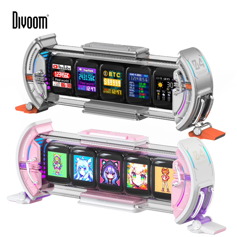 Divoom Times Gate Pixel Art Gaming Setup Clock พร้อมระบบควบคุมแอปอัจฉริยะ, หน้าจอแสดงผล IPS 128x128 
